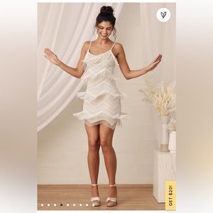 Lulu’s Shake it Off White Sequin Fringe Sleeveless Mini Dress